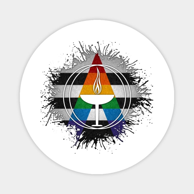 Paint Splatter LGBT Ally Pride Flag Unitarian Universalism Symbol Magnet by LiveLoudGraphics